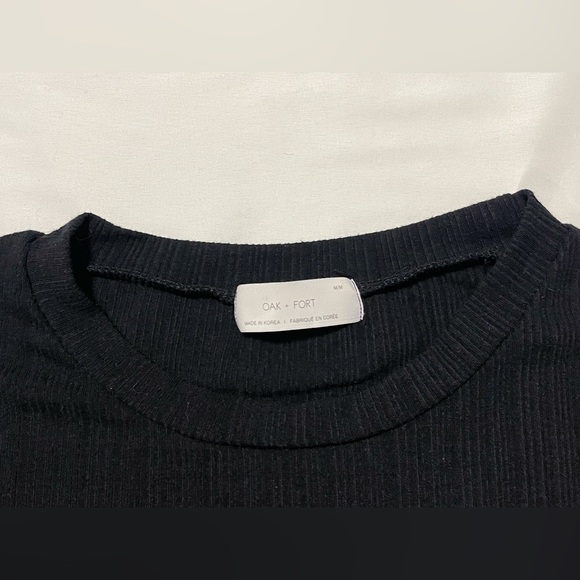 OAK + FORT Ribbed Jersey Top with Ruffled Sleeves - Picture 2 of 8